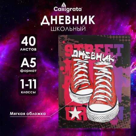 Universal diary for grades 1-11, "sneakers", soft cover, 40 sheets