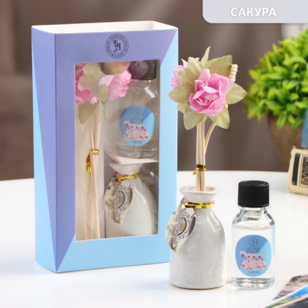 Gift set with a diffuser "Vase with a flower" Sakura, "Wealth of aroma"-4