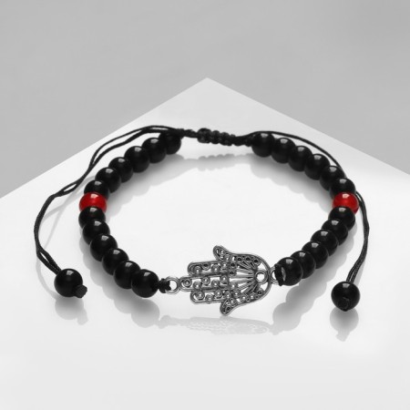 Bracelet-reinforcing “Hams Happiness” Grand, red-black color with silver, d = 6 cm-2