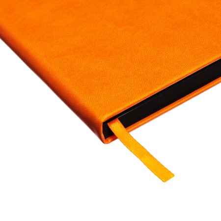 Leduced Diary A5, 140l, Cage, leatherette, elastic band, black cut, orange-4
