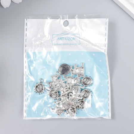 Decor for creativity Metal "Bulldog and Misk" silver set 8+8 pcs 0.3x1.1x1.5 cm 1.3x1.7 cm 78800-3