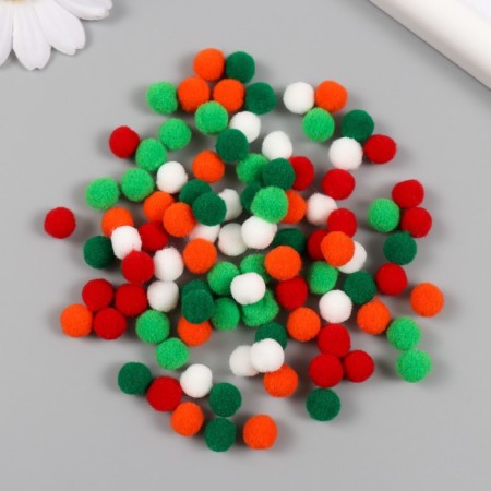 Pompons, 8 mm, 100 pcs/pack, 100% polyester, associates
