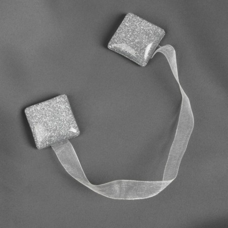 Picking for curtains "Square with sparkles", 3.5 × 3.5 cm, silver color-1