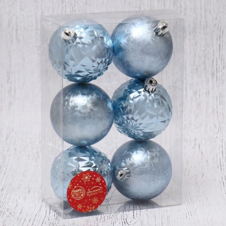 Set of balls plastic D-7 cm, 6 pcs "Kaleidoscope Assorted" Blue-1