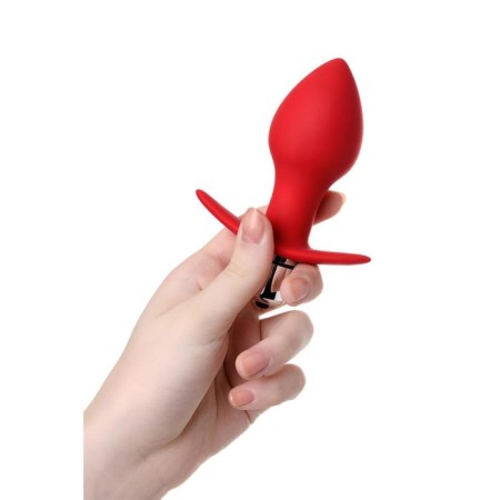 Anal vibration trough Glam, silicone, red color, size 9.7 cm, d = 4 cm-3