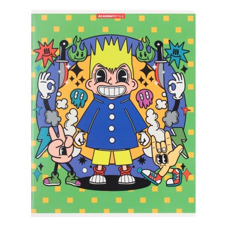 Notebook of 48 sheets in the "Absurd" cage, cover coated cardboard, twin uh varnish, mix-5