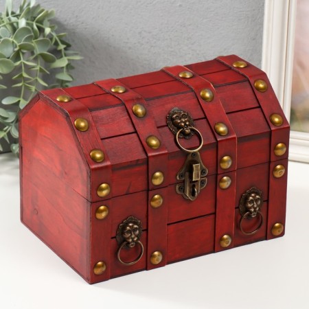 Casket chest "Leo. With rivets" brown-red 16x15.5x22 cm