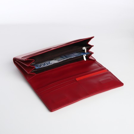 Women's wallet on a magnet, burgundy color-3