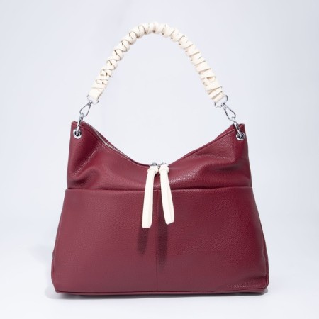Bag-bag, lightning department, 3 outer pockets, long belt, burgundy color