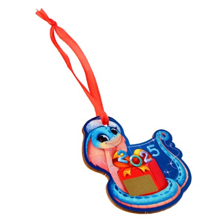Fir-tree wooden pendant for the New Year "Snake" with a scretch-layer, New Year's decoration-2