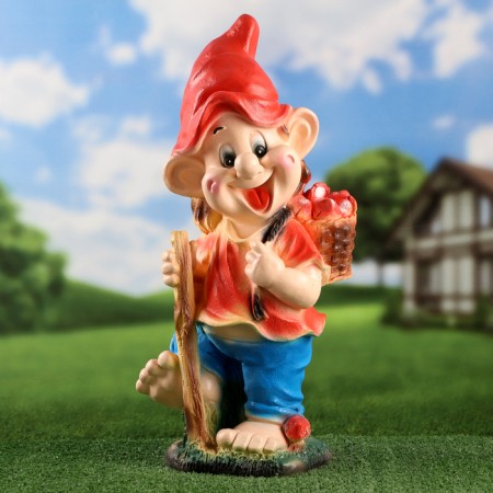 Garden figure "Dwarf with medium mushrooms", 55x24x21cm, mix-6