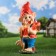 Garden figure "Dwarf with medium mushrooms", 55x24x21cm, mix