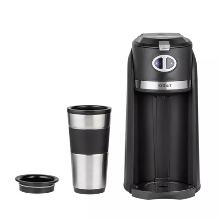 Coffee machine KitFort KT-796, drop, 800 watts, 0.42 l, black-silver-3