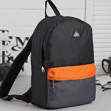 Youth backpack, lightning department, external pocket, black/orange color-1
