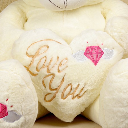 Soft toy "Bear" with a heart, 115 cm, white color-2