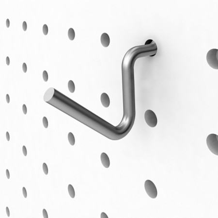 A hook bent with a hook 30 mm on a perforated chipboard panel, d = 4 mm, color chrome-6