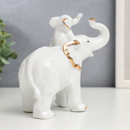 Souvenir Ceramics "White Elephant Golden Ears with Elephant" 12x13x6.3 cm-2