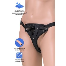 Трусики для страпона RealStick Strap-On Emery c TPR насадкой, экокожа, цвет чёрный