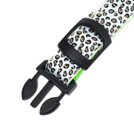 Collar with backlight leopard 3 glow modes, size L, Osh 48-60 x 2.5 cm green-7