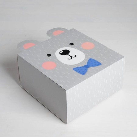 Gift folding box, packaging, "bear cub", 15 x 15 x 8 cm-1