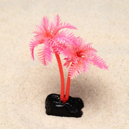 The artificial aquarium "palm tree", luminous, 10 cm, red-1
