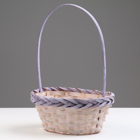Wicker basket, d23 x 17 x 10/36 cm, purple, bamboo-2