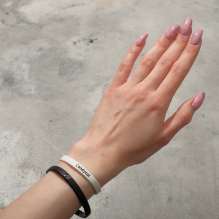 Silicone Bracelet "Demetrons" Heart, set 2 pcs., White-black color, 6 cm-2