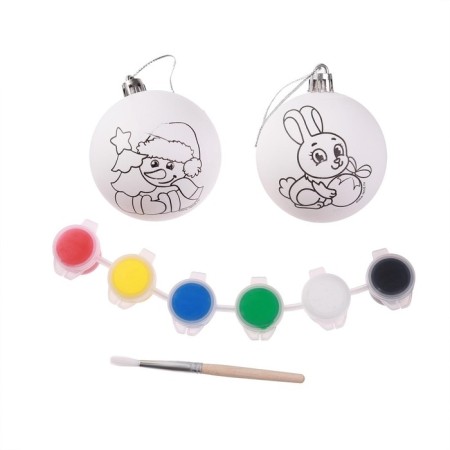 New Year's set for creativity. Christmas balls for coloring "New Year! Time of magic ", paints, 2 pcs-4