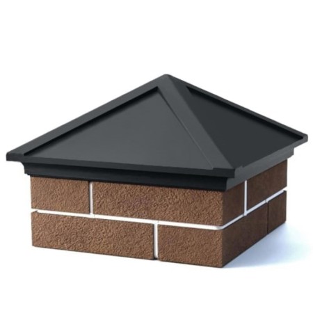 PPK cap to a fence column, 1.5 × 1.5 bricks, 39 × 39 × 4.5 cm, black, “smooth”