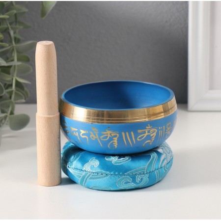 Singing Chalice Metal "Meditation" Blue with a resonator and pillow 4.2x9.5x9.5 cm-4