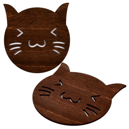 Standing for hot multidide "Cat", birch, size 13.5x12.5 cm