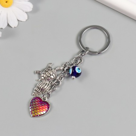 A keychain from the evil eye "Metal" Turtle with a shell and heart "8 cm-1