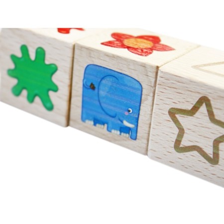 Wooden cubes “Learn colors and shapes”, on the axis, 3 cubes-4