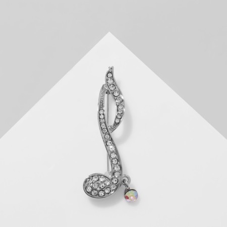 Brooch "Nota", white color in silver-1