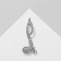 Brooch "Nota", white color in silver