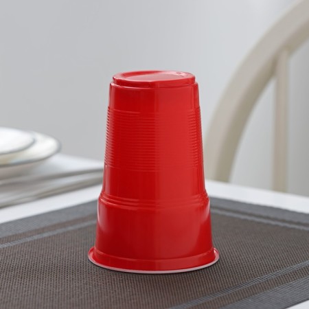 Glasses of plastic disposable “torch Extra”, 500 ml, in a set of 10 pcs, color red-white-3