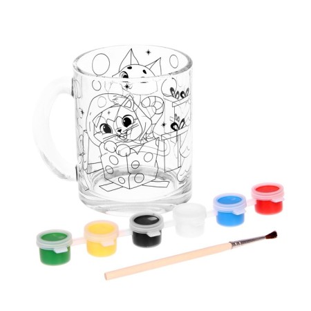 Set for creativity. Coloring mug with postcards "Kittens with gifts"-3