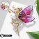 Brooch "Fairy" dancing, white-pink color in gold