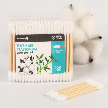 Cotton sticks, package 100 pcs., Tip - sharp, cotton/bamboo (stick)-1