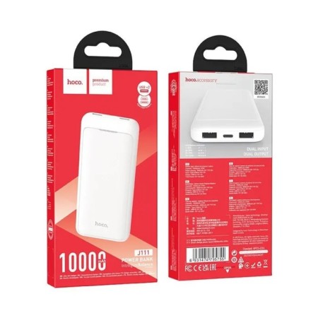 External battery Hoco J111, 10,000 mAh, 2 USB, 2 A, display, white-4