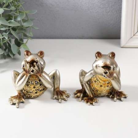 Souvenir Polystone "Surprised Frog" Light gold mix 10.3x6.3x8 cm