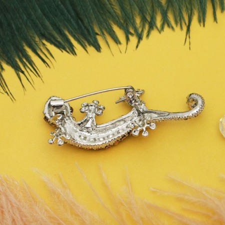 Brooch "Lizard is chameleon", colored in silver-2