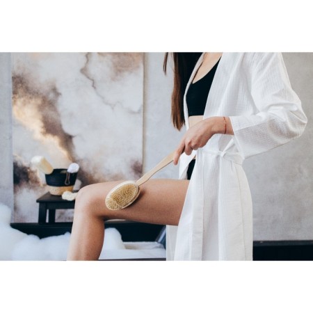 Massage brush for the body of the share, with a handle and a massage, natural bristles-8