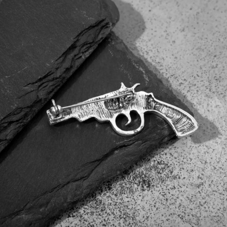 Brooch "Revolver", Black Silver Color-2