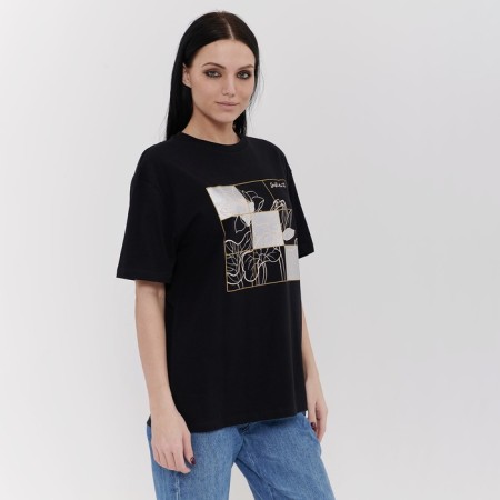 Female T-shirt, black color, ONE SIZE (42-46)-5