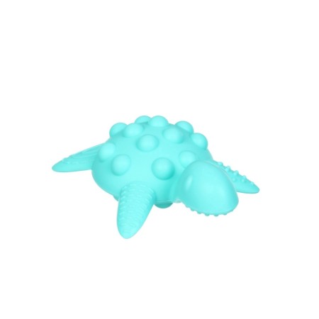 Silicone teether for teeth with a rattle of "turtle", turquoise color, crumb I-4