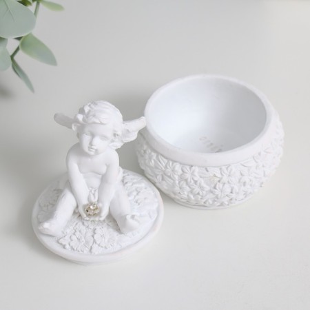 Polystone box "Snowty angel in flowers" mix 7x7x9 cm-5