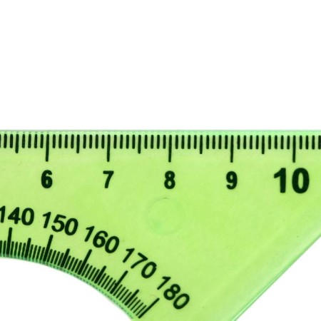 Triangle 12 cm, 45 °, calligrata, with a transporter, plastic, transparent mix-1