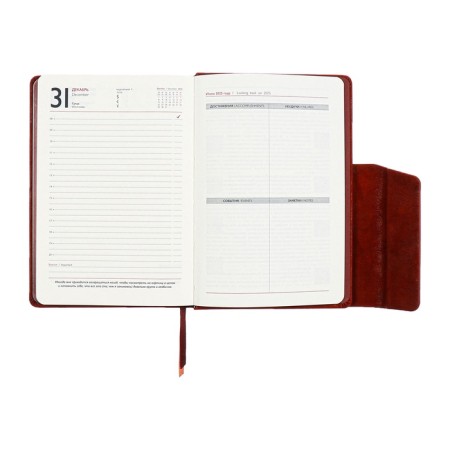 Dated 2025 diary, A5, 176 sheets of Escalada, a solid cover made of artificial leather, pancake embossing, lies, cream block 70 g/m2, brown-14