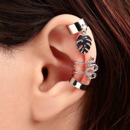 Earrings "Kaffa" Nature, set of 3 pcs., Color silver